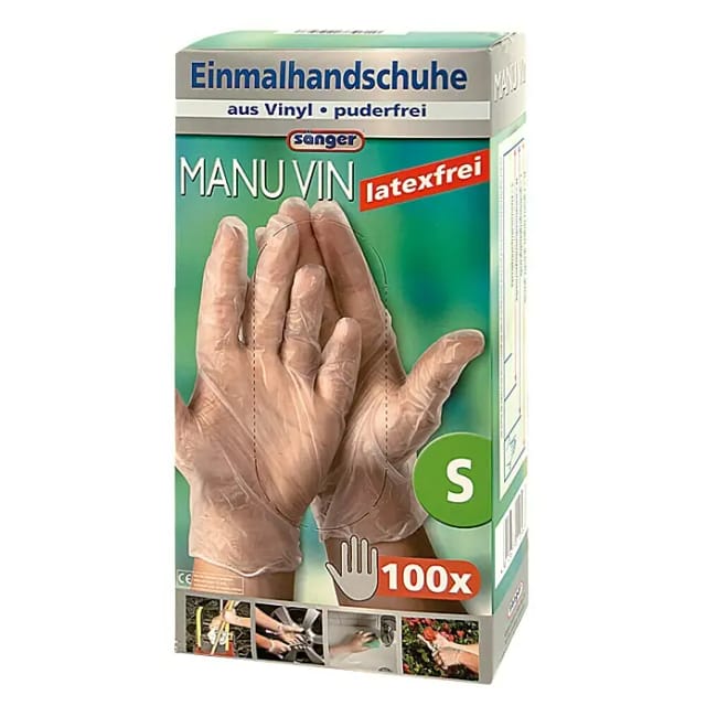 Sänger Einmalhandschuhe Manu Vin (S, Transparent, Vinyl, 100 Stk.)