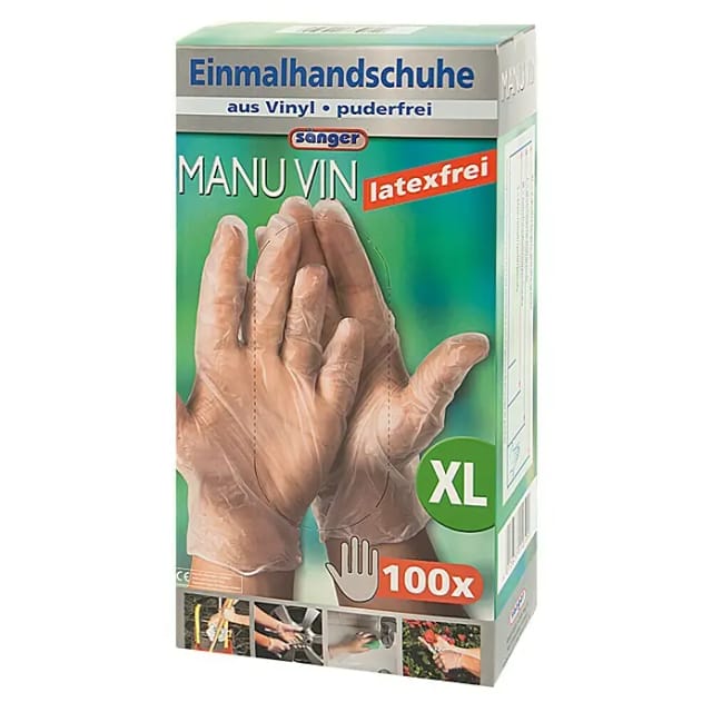 Sänger Einmalhandschuhe Manu Vin (XL, Transparent, Vinyl, 100 Stk.)