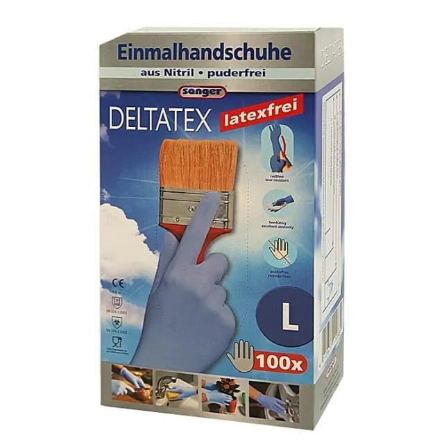 Sänger Einmalhandschuhe Deltatex (L, Blau, Nitril, 100 Stk.)