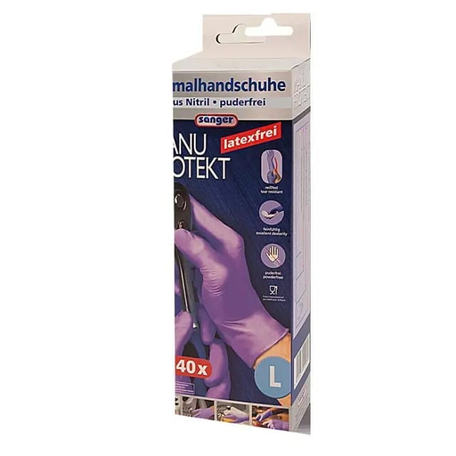 Sänger Einmalhandschuhe Manu Protekt (L, Lila, Nitril, 40 Stk.)