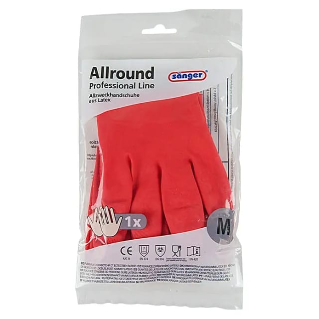 Sänger Professional Line Haushaltshandschuhe Allround (M, Rot, Latex)