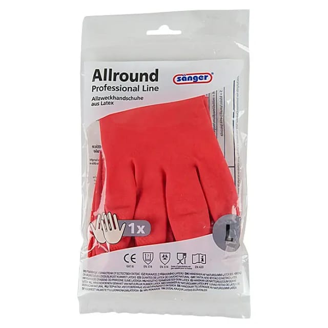 Sänger Professional Line Haushaltshandschuhe Allround (L, Rot, Latex)