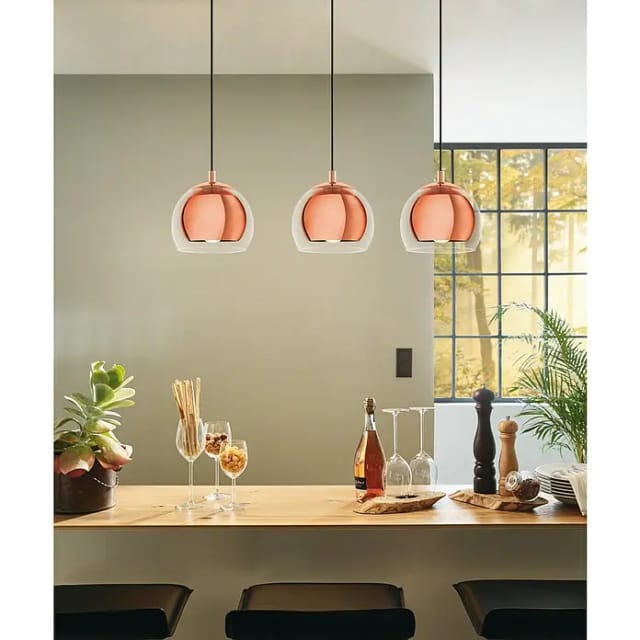 Eglo Pendelleuchte rund Rocamar (Höhe: 110 cm, Kupfer/Klar, 120 W)