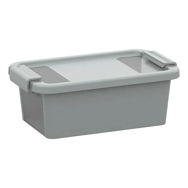 KIS Aufbewahrungsbox Bi-Box (L x B x H: 16 x 26,5 x 10 cm, Grau, Mit Deckel)