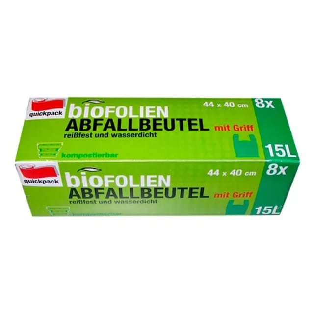 Quickpack Müllbeutel Abfallbeutel bioFOLIEN (Fassungsvermögen: 15 l, 8 Stk.)