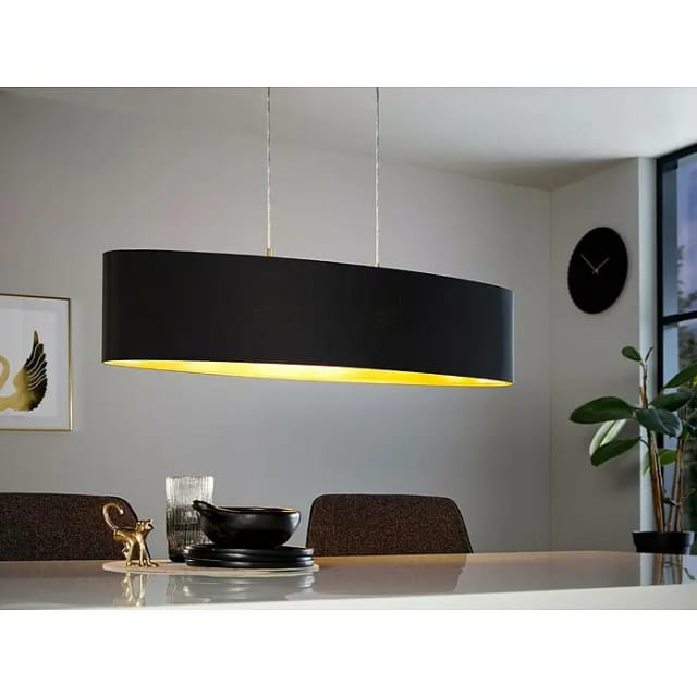 Eglo Maserlo Pendelleuchte (L x B x H: 100 x 25 x 110 cm, Schwarz, Anzahl Leuchtmittel: 2 Stk.)