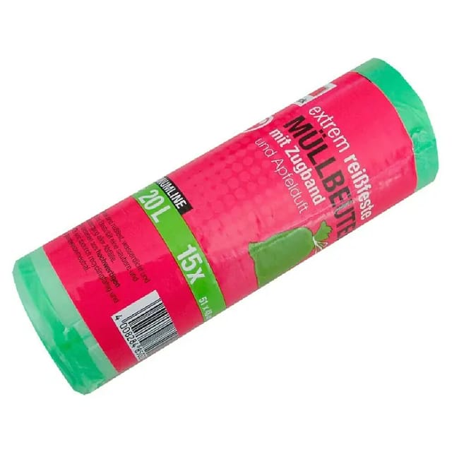 Quickpack Müllbeutel mit Apfelduft (Fassungsvermögen: 20 l, 15 Stk.)