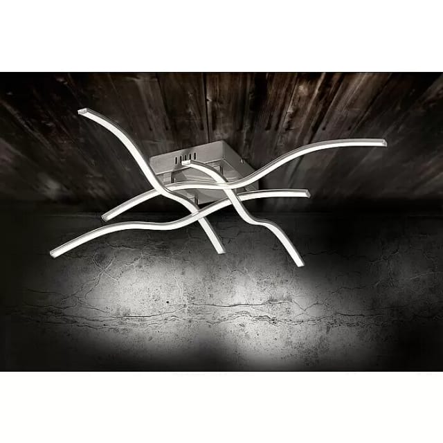 Just Light Wave LED-Deckenleuchte (28,8 W, L x B x H: 78 x 78 x 10 cm, Stahl, Warmweiß)