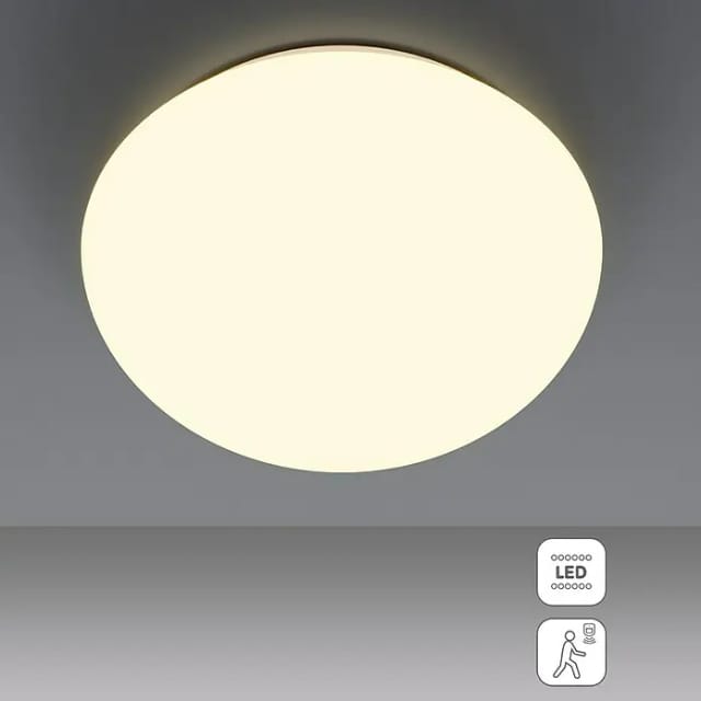 Tween Light LED-Sensor-Deckenleuchte rund Eco (Ø x H: 26 x 8,5 cm, Opal/Weiß, Warmweiß)