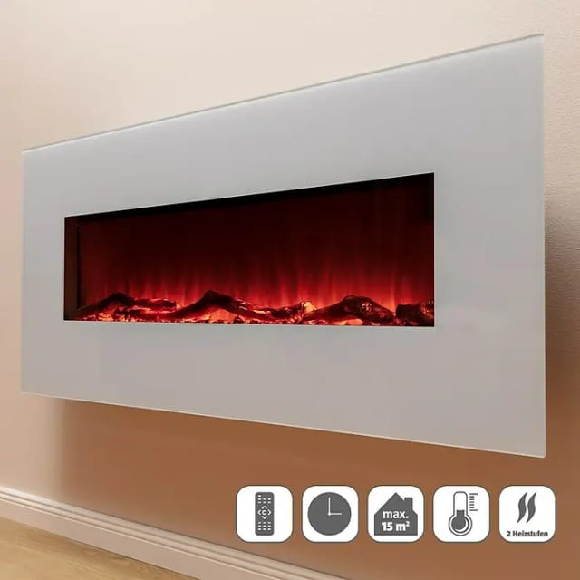 Voltomat HEATING Stand- & Wandkamin Flat (Weiß, 26 x 128 x 61 cm)