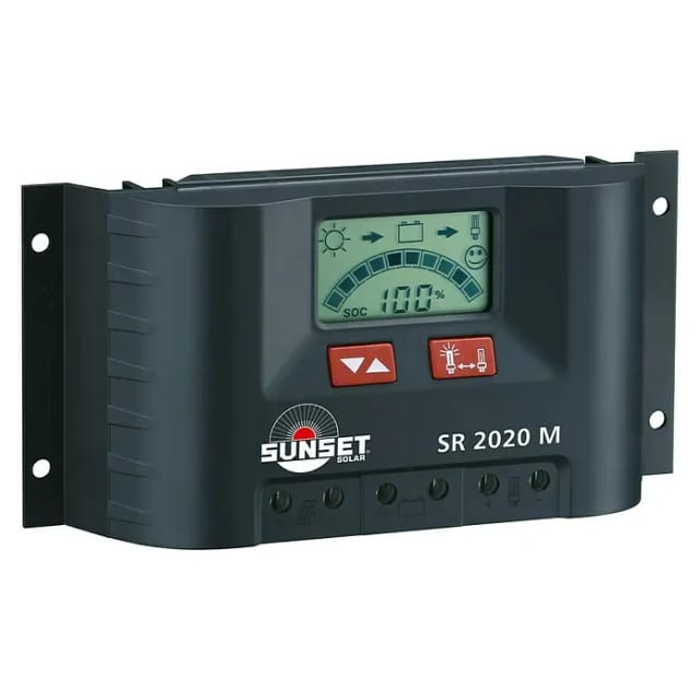 Sunset Solarladeregler SR2020M (Max. Laststrom: 20 A, 12 V - 24 V, Display)