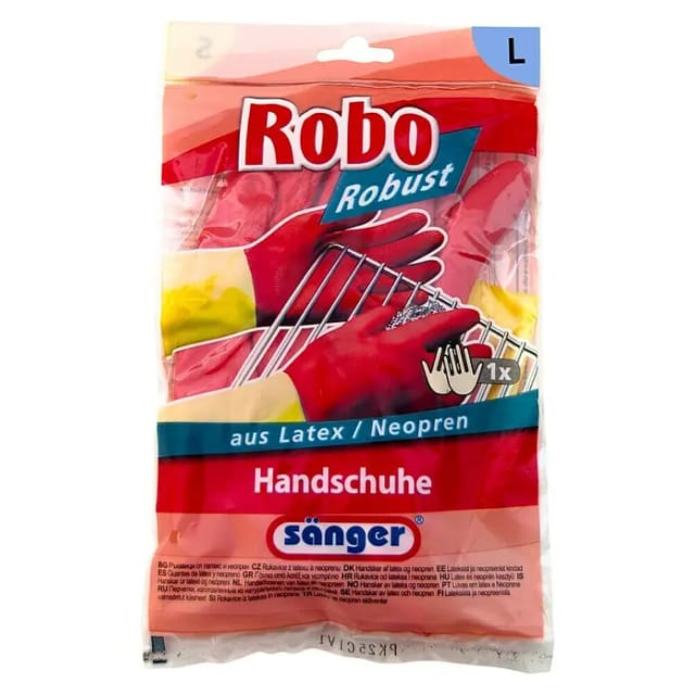 Sänger Haushaltshandschuhe Robo (Latex / Neopren, Gelb/Rot, L)