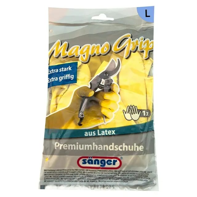Sänger Haushaltshandschuhe Magno Grip (L, Gelb, Latex)