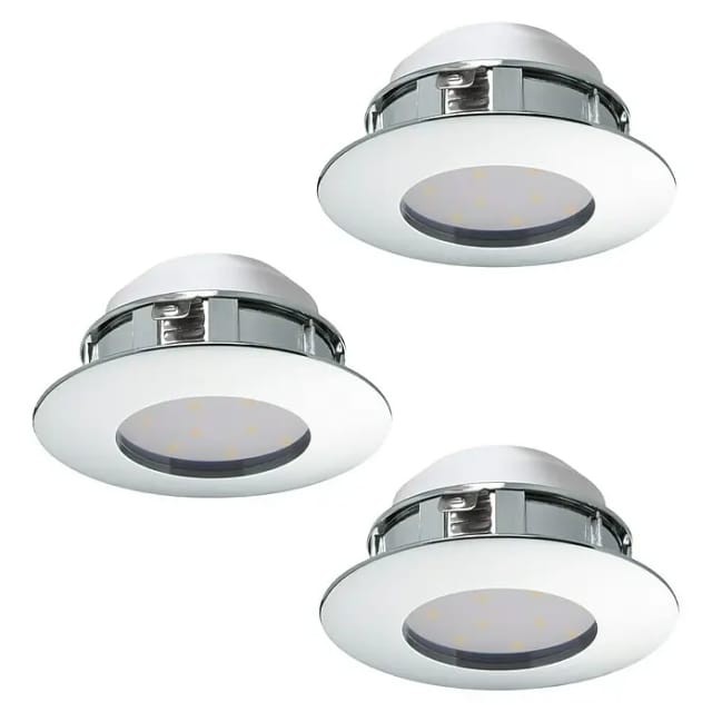 Eglo LED-Einbauleuchten-Set rund Pineda (18 W, Ø x H: 78 x 35 mm, Chrom, Warmweiß)