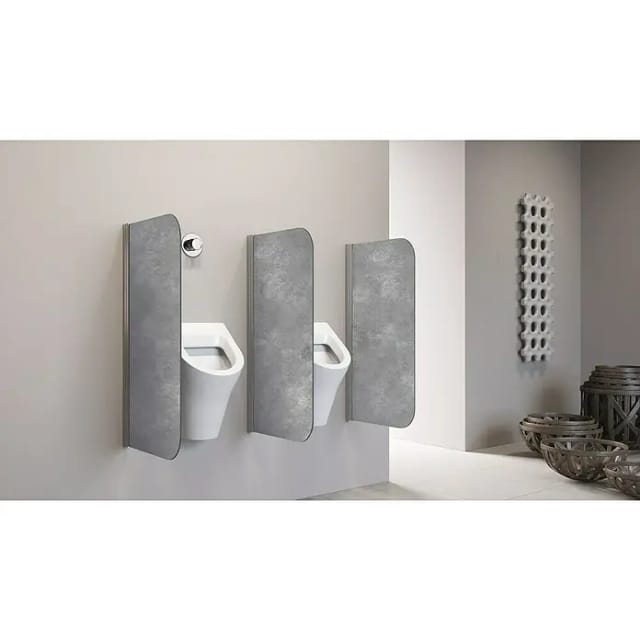 GEO Urinal-Trennwand Radius 100 (50 x 90 cm, Aluminium, Silber)