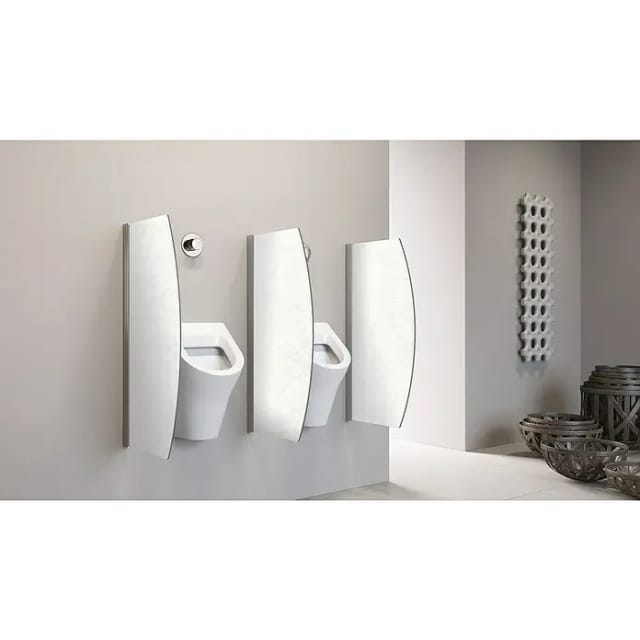 GEO Urinal-Trennwand Radius 10 (50 x 90 cm, Aluminium, Marmor)