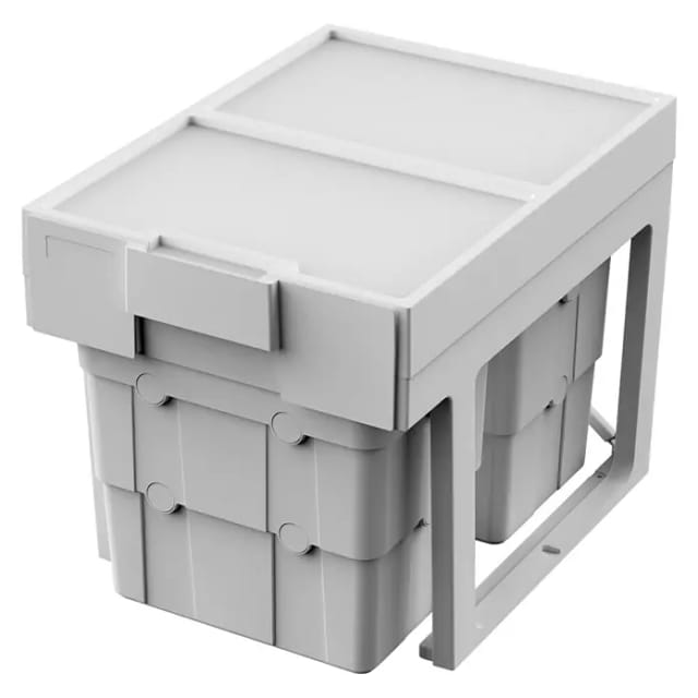 essensa Einbaumülleimer Easywaste (32 l, Kunststoff, Grau, 2 x 16 l Fassungsvermögen)