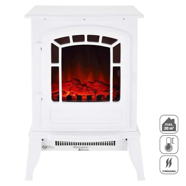 Voltomat HEATING Elektrischer Kamin (2.000 W, Weiß, 24 x 39 x 56,5 cm)
