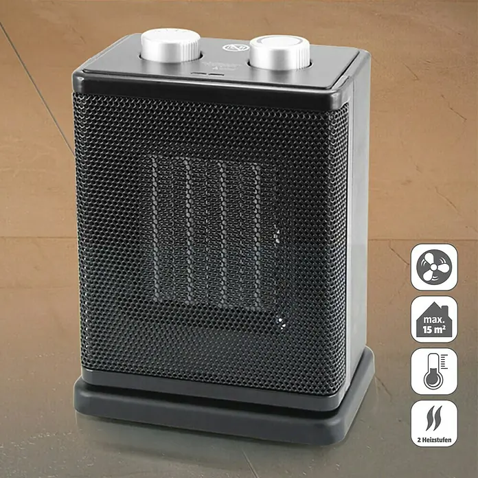 Voltomat HEATING Heizlüfter FH-111907 (750 kW - 1.500 W, Schwarz, 17,8 x 12,3 x 24,4 cm)