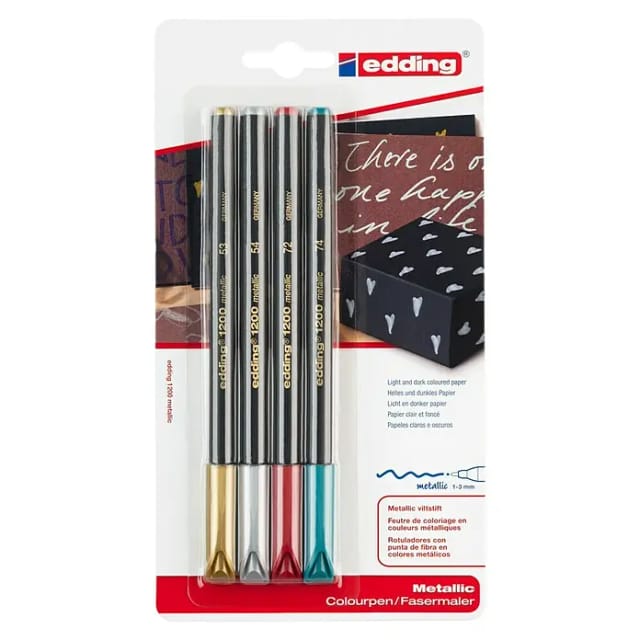 Edding Fineliner-Set Metallic (4 Stk., Mehrfarbig, Strichstärke: 1 mm - 3 mm)