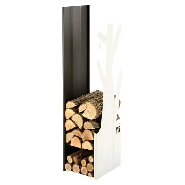 Holzkorb Albero B (30 x 33 x 110 cm, Stahl, Schwarz/Weiß)