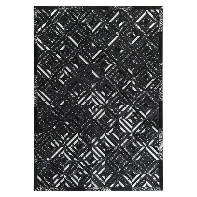 Kayoom Lederteppich Dazzle (Schwarz/Silber, 230 x 160 cm, 100 % Leder)
