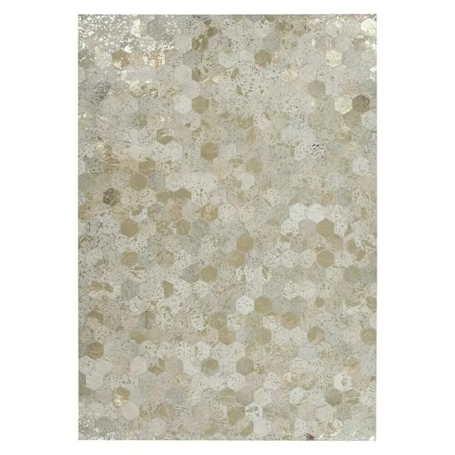 Kayoom Lederteppich Dazzle 200 (Elfenbein/Gold, 170 x 120 cm, 100 % Leder)