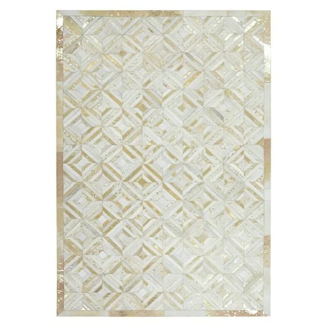 Kayoom Lederteppich Dazzle (Elfenbein/Gold, 150 x 80 cm, 100 % Leder)