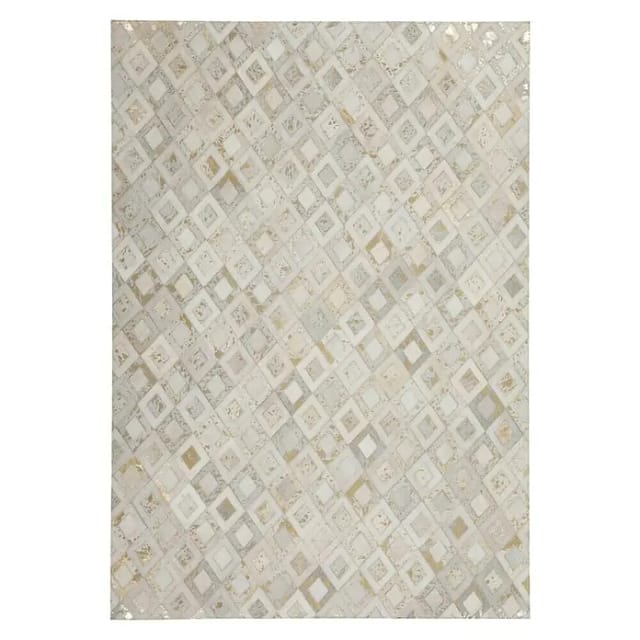 Kayoom Lederteppich Dazzle 100 (Elfenbein/Gold, 230 x 160 cm, 100 % Leder)