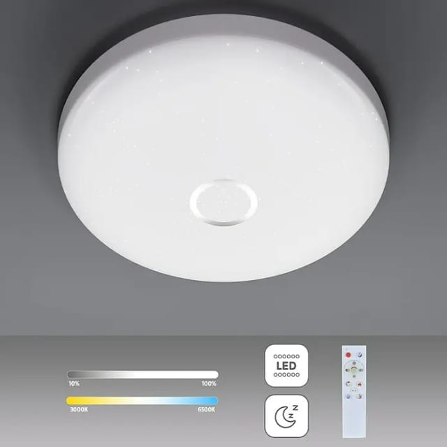 Tween Light LED-Deckenleuchte rund Skyler Flat Star (22 W, Ø x H: 54 x 7 cm, Weiß, Silber, Mehrfarbig)