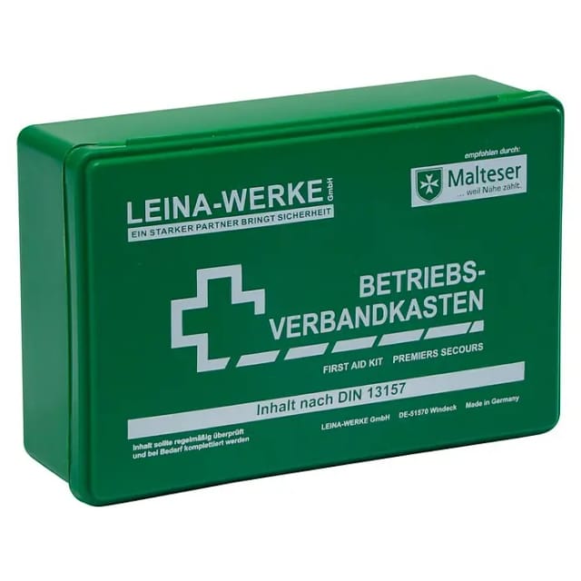 Leina-Werke Betriebsverbandkasten Klein (DIN 13157, Ohne Wandhalterung, Grün)