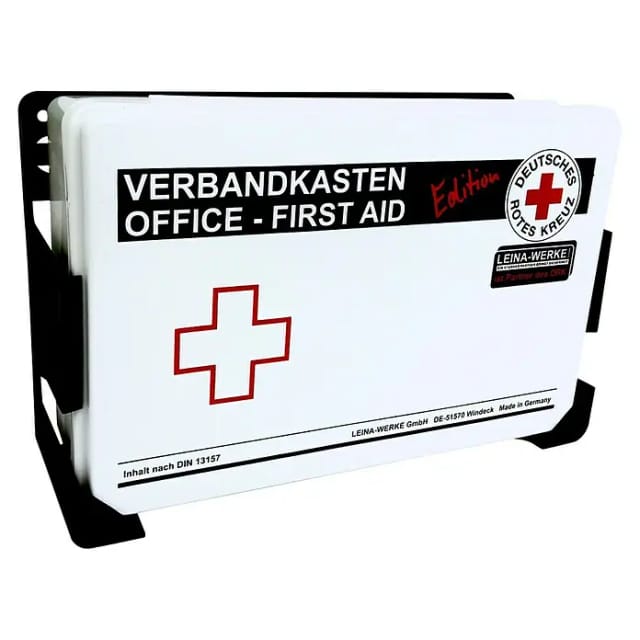 Leina-Werke Betriebsverbandkasten DRK-Edition (DIN 13157, Mit Wandhalterung, Weiß)