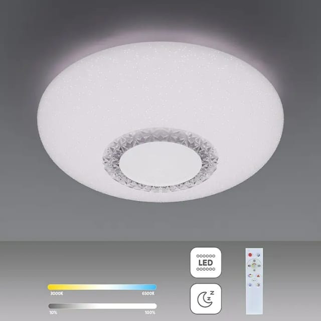 Tween Light LED-Deckenleuchte rund Mara (60 W, Ø x H: 60 x 10,5 cm, Weiß/Klar, Mehrfarbig)