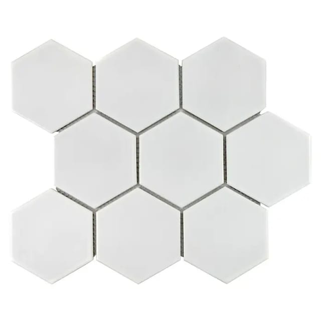 Mosaikfliese Hexagon Uni HX 105 (25,6 x 29,55 cm, Weiß, Matt)