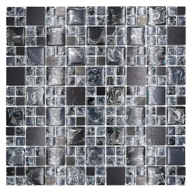Mosaikfliese Crystal Mix XIC K1428 (30,5 x 30,5 cm, Schwarz, Glänzend)