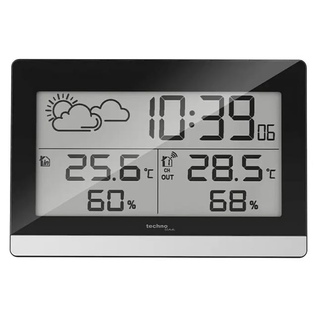 Technoline Wetterstation WS 9255 (Digitales Display, Batteriebetrieben, Silber/Schwarz, 3,8 x 14,4 x 9,6 cm)
