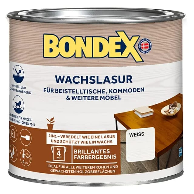 Bondex Wachslasur (Weiß, 250 ml, Seidenmatt)