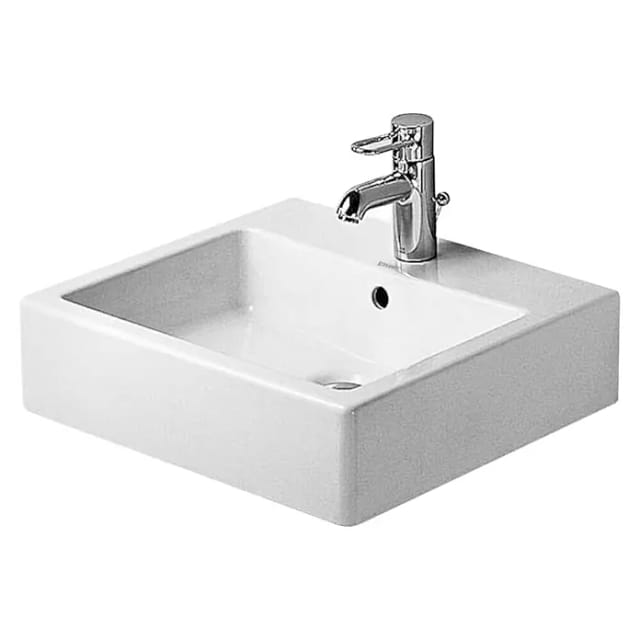 Duravit Vero Waschbecken Typ 1 (50 x 47 cm, Ohne Spezialglasur, Hahnloch: Mitte, Mit Überlauf, Weiß, Ungeschliffen)