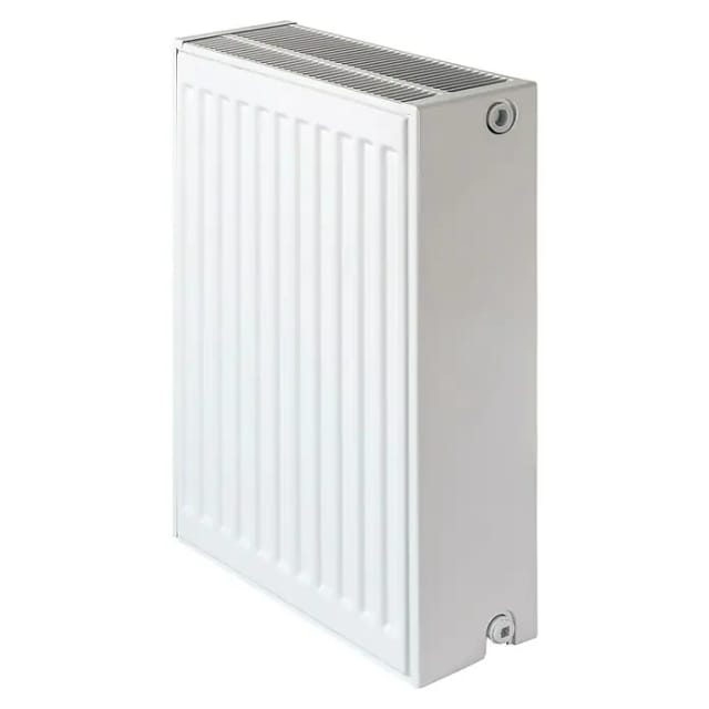 Flachheizkörper (B x H: 600 x 300 mm, Wärmeleistung bei Vorlauftemperatur von 75 °C (D: 50): 758 W, Typ Heizkörper: 33)