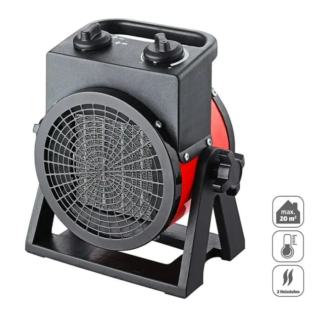 Voltomat HEATING Heizlüfter (1.000 W - 2.000 W, Rot/Schwarz, 12,5 x 22,7 x 24 cm)