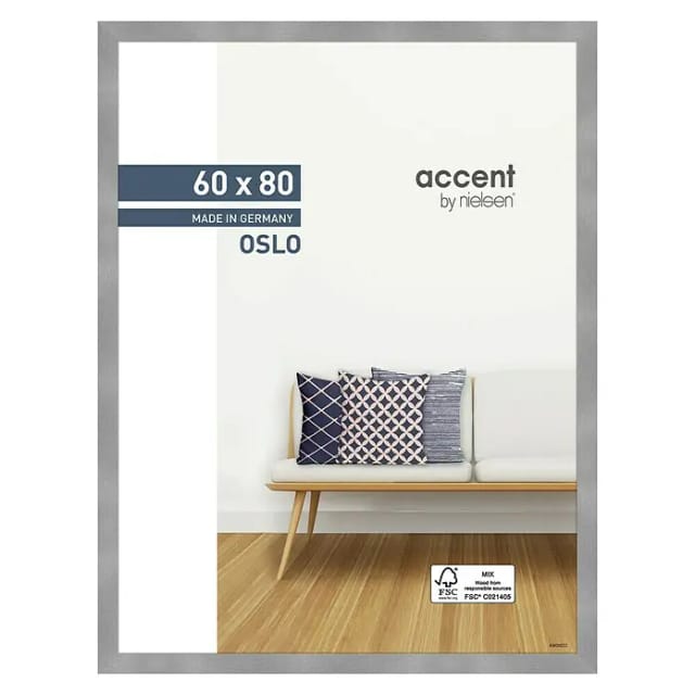 Accent Holzrahmen Oslo (60 x 80 cm, Silber)