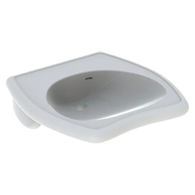 Geberit Vitalis Waschtisch (65 x 60 cm, Mit schmutzabweisender Glasur, Hahnloch: Ohne, Mit Überlauf, Weiß)