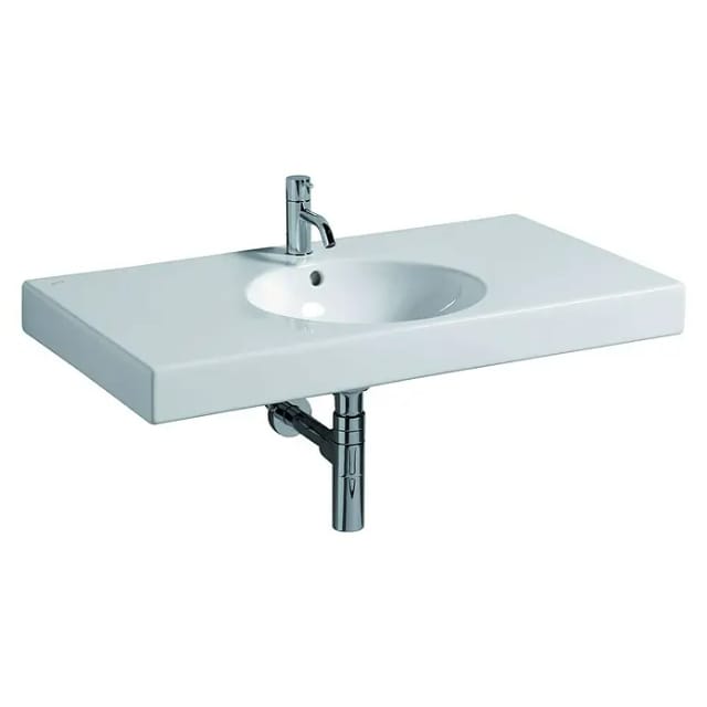 Geberit Preciosa Waschtisch II (90 x 50 cm, Ohne Spezialglasur, Hahnloch: Mitte, Mit Überlauf, Weiß)