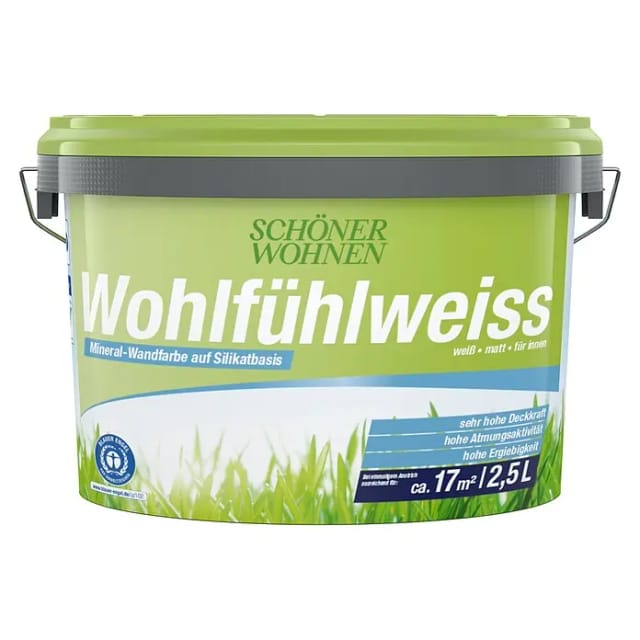 SCHÖNER WOHNEN-Farbe Wandfarbe Wohlfühlweiß (Weiß, Matt, 2,5 l, Konservierungsmittelfrei)