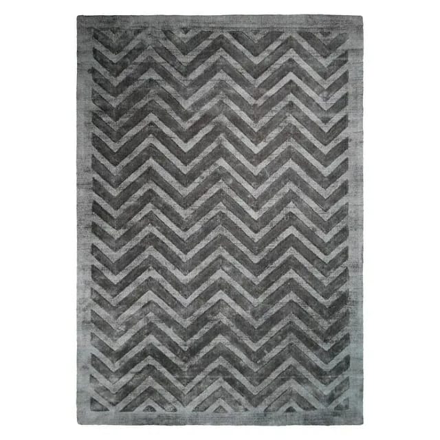 Kayoom Kurzflorteppich Luxury 410 (Grau, 150 x 80 cm, 100 % Viskose)