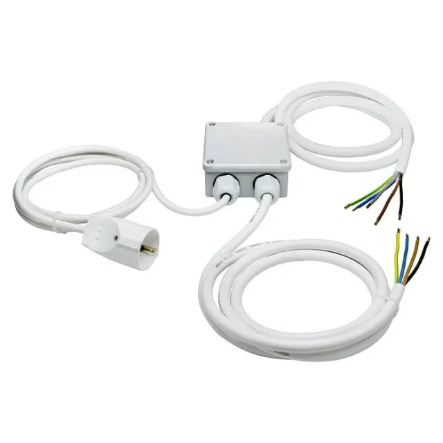 Küchenanschlussverteiler Anschlussbox mit Verlängerungskabel (H05VV-F, 2 m)