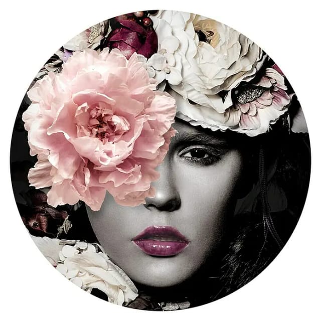 ProArt Glasbild (Flowerwoman II, Durchmesser: 50 cm)