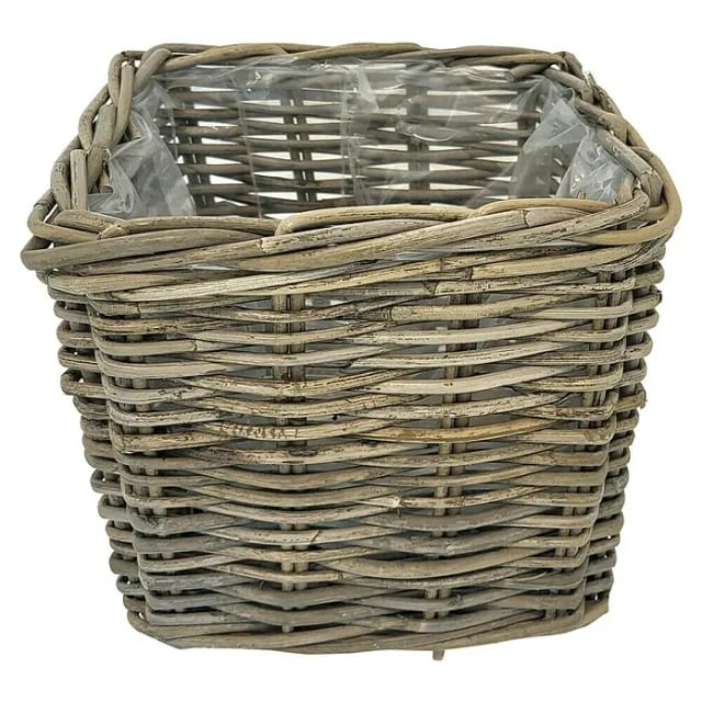 Van der Leeden Pflanzkasten (L x B x H: 27 x 27 x 25 cm, Rattan, Grau)