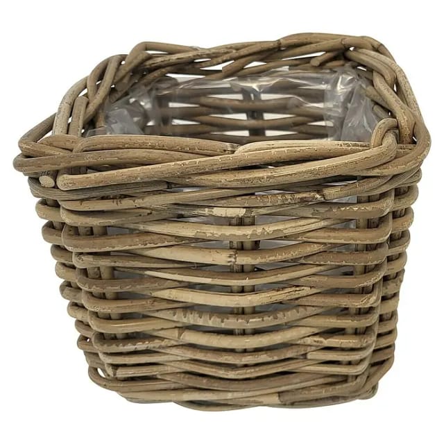 Van der Leeden Pflanzkasten (L x B x H: 21 x 21 x 19 cm, Rattan, Grau)