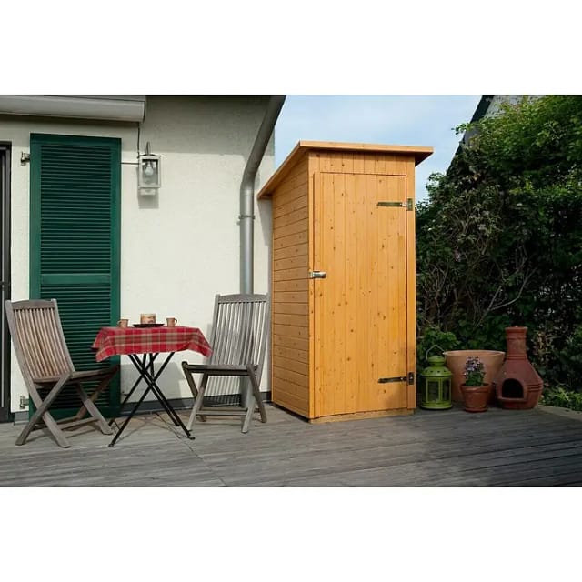 Weka Geräteschrank 361 (Außenmaß inkl. Dachüberstand (B x T): 100 x 105 cm, Holz, Natur, Mit Dachschindeln)